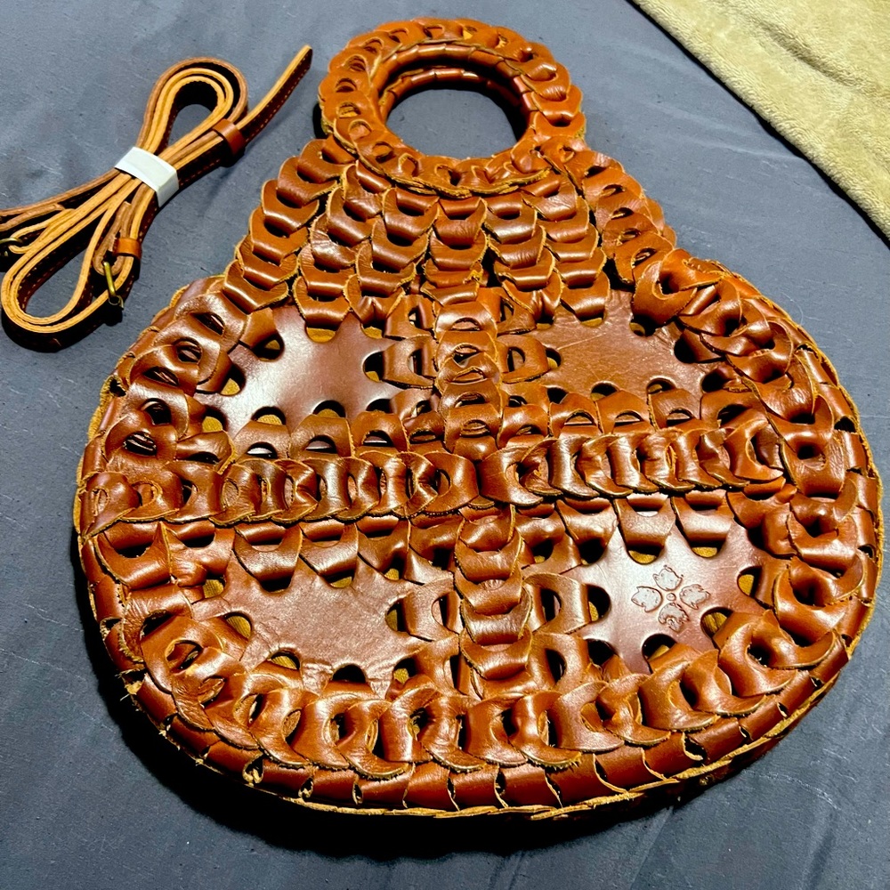 Gorgeous Patricia Nash woven handle bag with optional shoulder strap